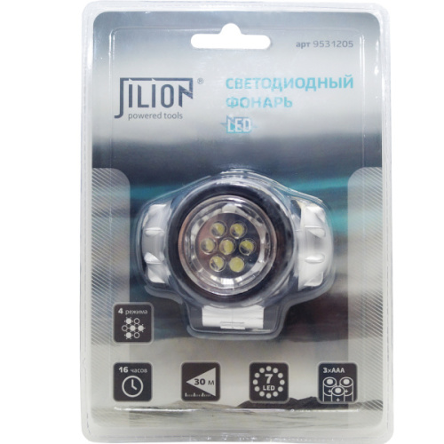 Фонарь налобный светодиодный, 7LED, 3хААА, пластик фото 2